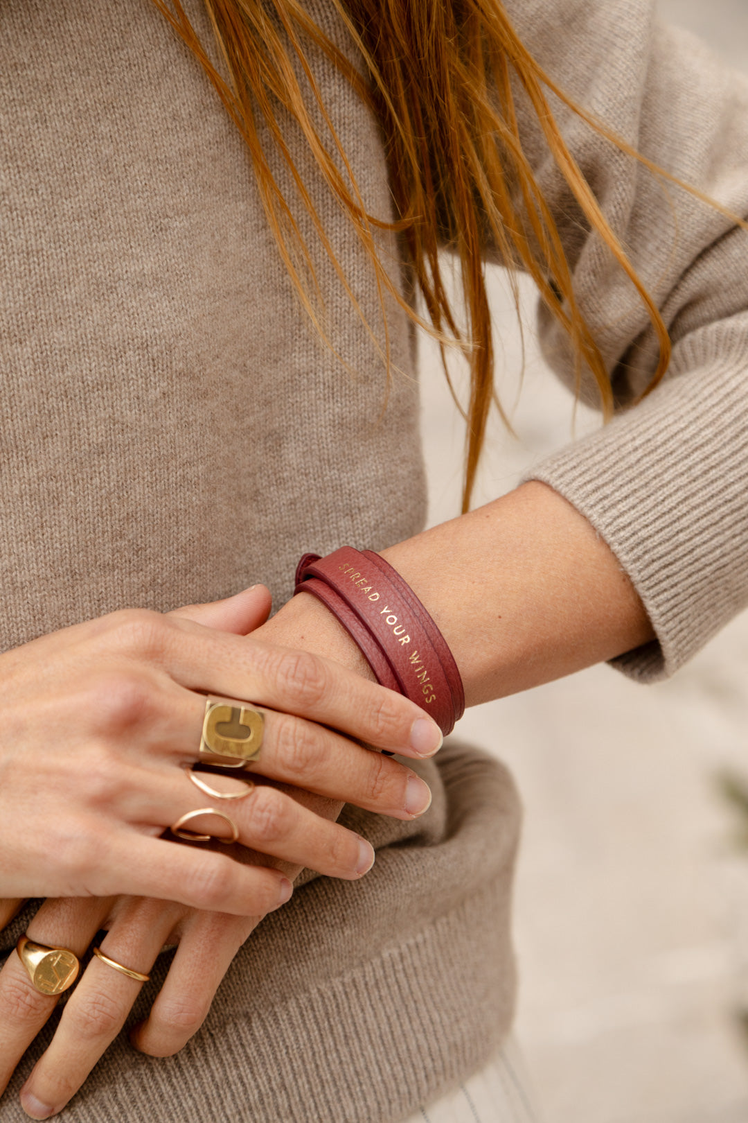 Bracelet double tour Billie ENVOL bois de rose — porté au poignet #Couleur_Bois de Rose