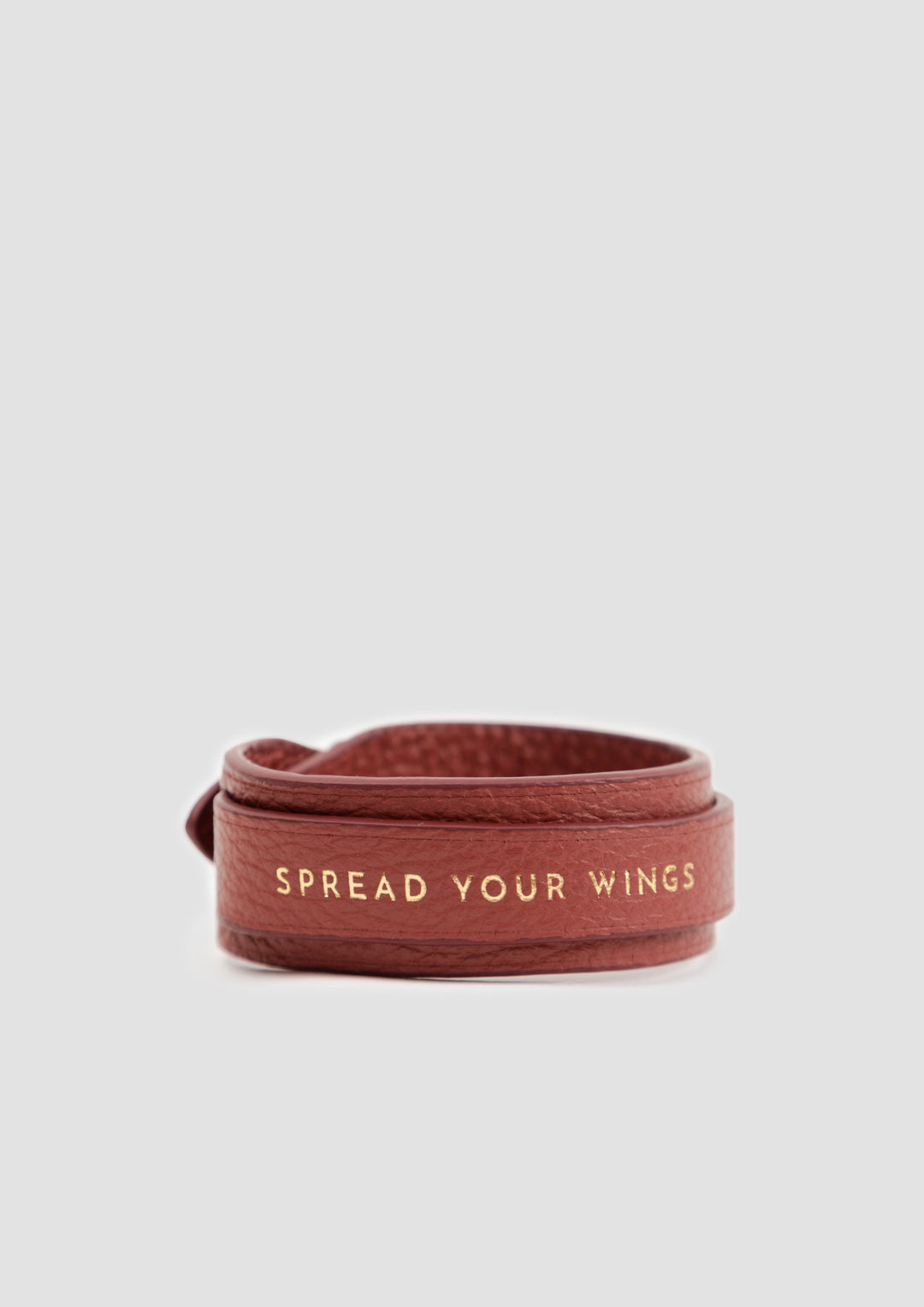Bracelet double tour Billie ENVOL bois de rose — détail mantra SPREAD YOUR WINGS #Couleur_Bois de Rose