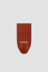 Marque-page Charlie ENVOL en cuir terracotta — vue de face #Couleur_Terracotta